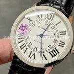 AF Factory Cartier Ronde Solo de Cartier W6701011 42mm Steel Leather Strap Roman Numerals Silver Dial