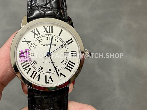 AF Factory Cartier Ronde Solo W6701011 42mm steel case leather strap silver dial watch