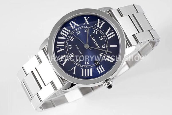 AF Factory Cartier Ronde Solo de Cartier WSRN0023 42mm Full Steel Roman Numerals Blue Dial