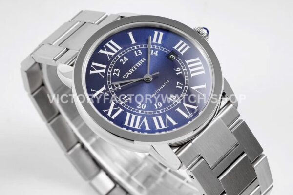 AF Factory Cartier Ronde Solo de Cartier WSRN0023 42mm Full Steel Roman Numerals Blue Dial