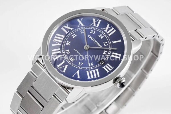 AF Factory Cartier Ronde Solo de Cartier WSRN0023 42mm Full Steel Roman Numerals Blue Dial