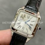 AF Factory Cartier Santos Dumont WSSA0023 27.5mm Steel Leather Strap Roman Numerals Silver Dial