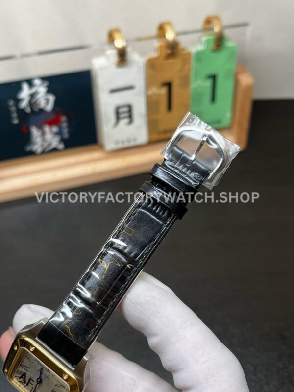 AF Factory Cartier Santos Dumont W2SA0012 27.5mm Leather Strap Rose Gold Bezel Roman Numerals Silver Dial