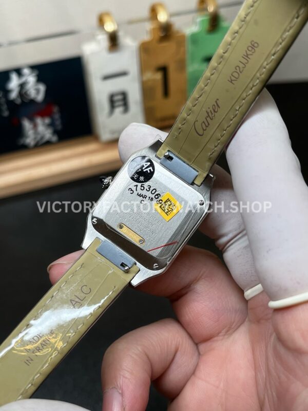 AF Factory Cartier Santos Dumont W2SA0012 27.5mm Leather Strap Rose Gold Bezel Roman Numerals Silver Dial