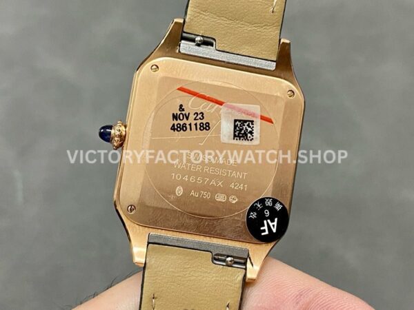 AF Factory Cartier Santos Dumont WGSA0021 31.4mm Rose Gold Leather Strap Roman Numerals Silver Dial (2) AF Factory Cartier Santos Dumont WGSA0021 31.4mm Rose Gold Leather Strap Roman Numerals Silver Dial
