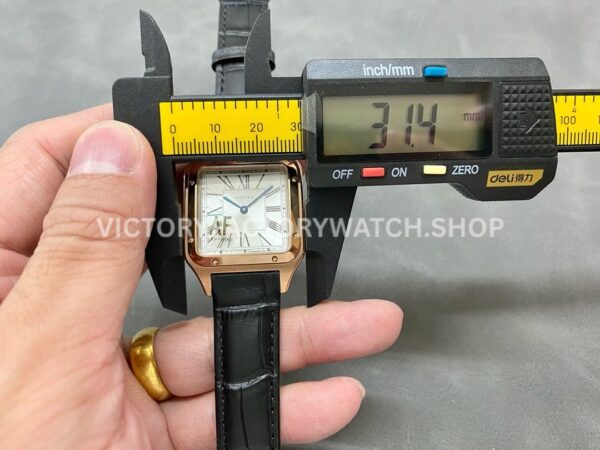 AF Factory Cartier Santos Dumont WGSA0021 31.4mm Rose Gold Leather Strap Roman Numerals Silver Dial (3) AF Factory Cartier Santos Dumont WGSA0021 31.4mm Rose Gold Leather Strap Roman Numerals Silver Dial