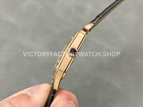 AF Factory Cartier Santos Dumont WGSA0021 31.4mm Rose Gold Leather Strap Roman Numerals Silver Dial (5) AF Factory Cartier Santos Dumont WGSA0021 31.4mm Rose Gold Leather Strap Roman Numerals Silver Dial