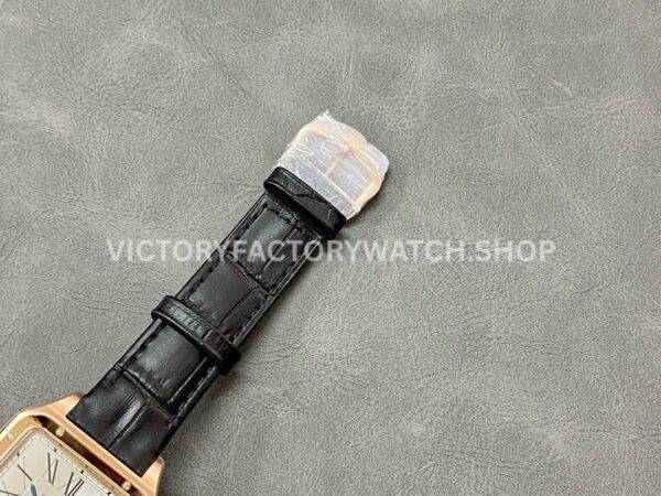 AF Factory Cartier Santos Dumont WGSA0021 31.4mm Rose Gold Leather Strap Roman Numerals Silver Dial (6) AF Factory Cartier Santos Dumont WGSA0021 31.4mm Rose Gold Leather Strap Roman Numerals Silver Dial