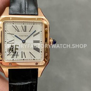 AF Factory Cartier Santos Dumont WGSA0021 31.4mm rose gold leather strap silver dial