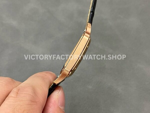 AF Factory Cartier Santos Dumont WGSA0021 31.4mm Rose Gold Leather Strap Roman Numerals Silver Dial (8) AF Factory Cartier Santos Dumont WGSA0021 31.4mm Rose Gold Leather Strap Roman Numerals Silver Dial