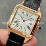 AF Factory Cartier Santos Dumont WGSA0021 31.4mm Rose Gold Leather Strap Roman Numerals Silver Dial (9) AF Factory Cartier Santos Dumont WGSA0021 31.4mm Rose Gold Leather Strap Roman Numerals Silver Dial