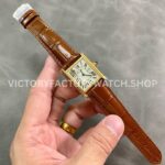 AF Factory Cartier Tank Américaine w2601556 19mm Yellow Gold Leather Strap White Dial (3) AF Factory Cartier Tank Américaine W2601556 19mm Yellow Gold Leather Strap Roman Numerals White Dial