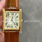 AF Factory Cartier Tank Américaine w2601556 19mm Yellow Gold Leather Strap White Dial (4) AF Factory Cartier Tank Américaine W2601556 19mm yellow gold leather strap white dial