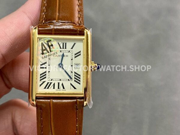 AF Factory Cartier Tank Américaine w2601556 19mm Yellow Gold Leather Strap White Dial (4) AF Factory Cartier Tank Américaine W2601556 19mm yellow gold leather strap white dial