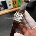 AF Factory Cartier Tank WGTA0091 25.5mm Yellow Gold Leather Strap Roman Numerals White Dial