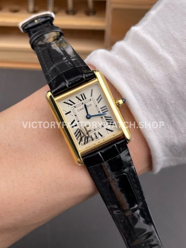 AF Factory Cartier Tank WGTA0343 25.5mm Rose Gold Leather Strap Roman Numerals White Dial