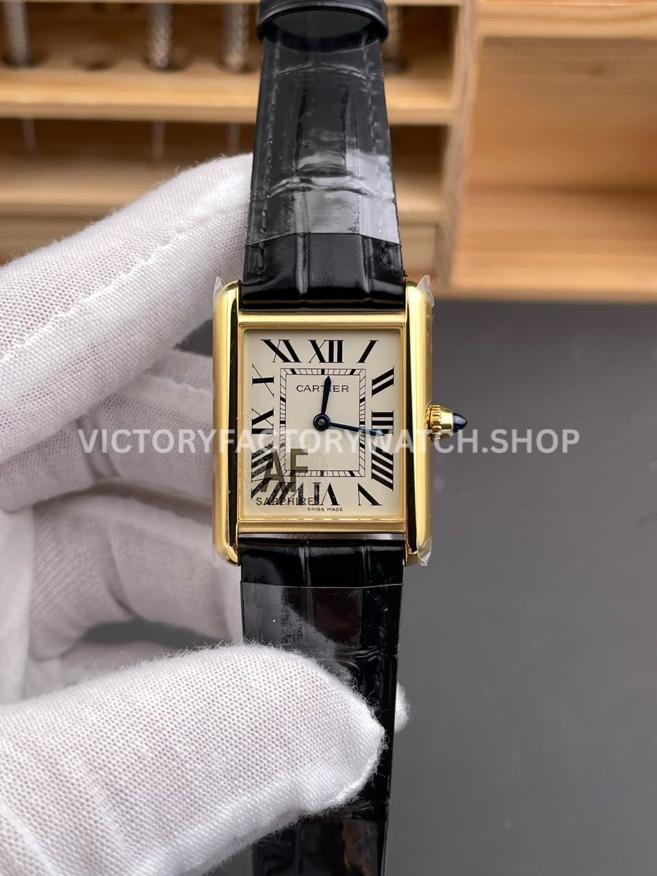 AF Factory Cartier Tank WGTA0343 25.5mm rose gold leather strap white dial