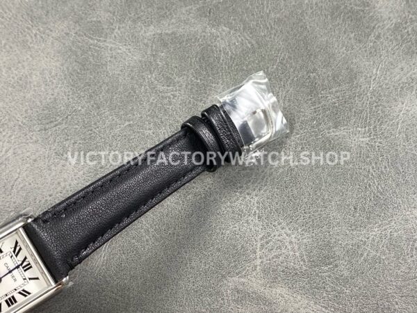 AF Factory Cartier Tank WSTA0042 22mm Black Leather Strap Roman Numerals White Dial