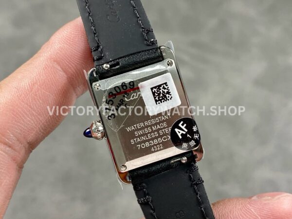 AF Factory Cartier Tank WSTA0042 22mm Black Leather Strap Roman Numerals White Dial
