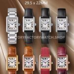 AF Factory Cartier Tank WSTA0042 22mm Black Leather Strap Roman Numerals White Dial