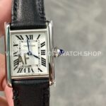 AF Factory Cartier Tank WSTA0042 22mm black leather strap white dial