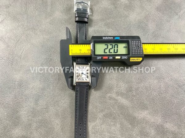 AF Factory Cartier Tank WSTA0042 22mm Black Leather Strap Roman Numerals White Dial