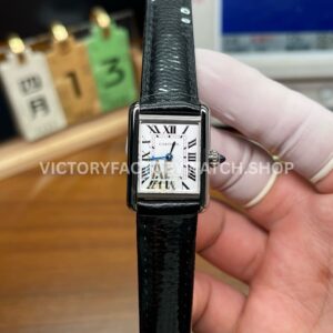 AF Factory Cartier Tank WSTA0042 22mm steel leather strap white dial