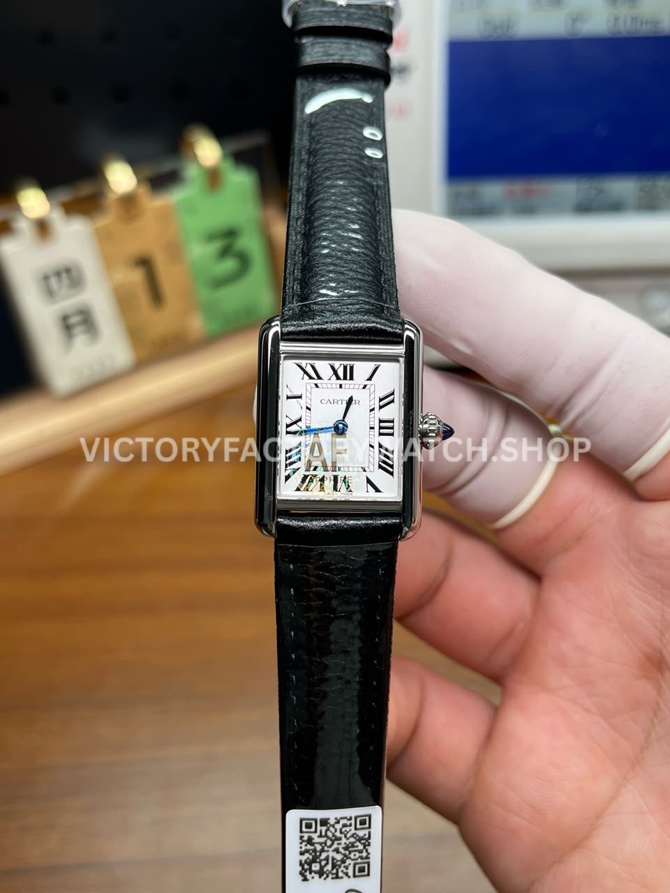 AF Factory Cartier Tank WSTA0042 22mm steel leather strap white dial