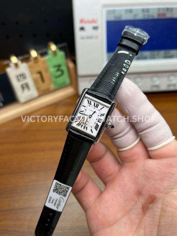 AF Factory Cartier Tank WSTA0042 22mm Steel Leather Strap Roman Numerals White Dial