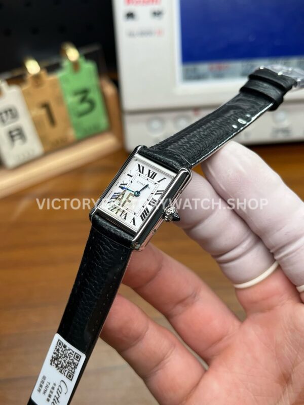 AF Factory Cartier Tank WSTA0042 22mm Steel Leather Strap Roman Numerals White Dial