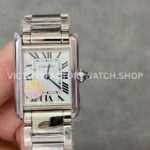 AF Factory Cartier Tank WSTA0051 22mm Full Steel Roman Numerals White Dial (3) AF Factory Cartier Tank WSTA0051 22mm full steel white dial