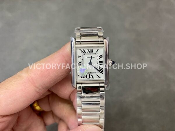 AF Factory Cartier Tank WSTA0051 22mm Full Steel Roman Numerals White Dial (7) AF Factory Cartier Tank WSTA0051 22mm Full Steel Roman Numerals White Dial