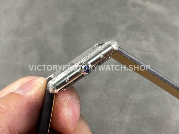 AF Factory Cartier Tank WSTA0109 25.5mm Black Leather Strap Diamond Bezel Roman Numerals White Dial
