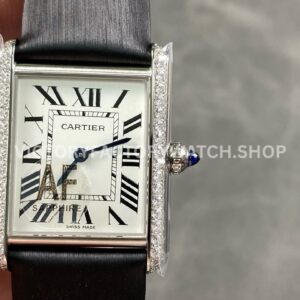 AF Factory Cartier Tank WSTA0109 25.5mm diamond bezel white dial