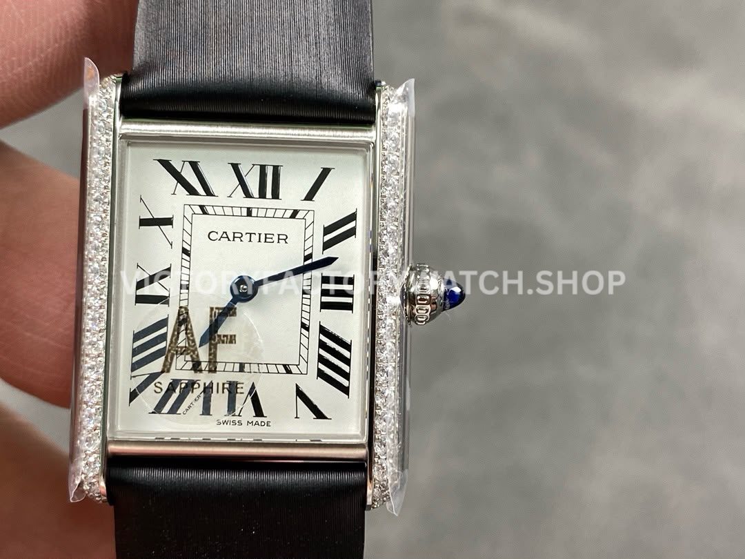 AF Factory Cartier Tank WSTA0109 25.5mm diamond bezel white dial