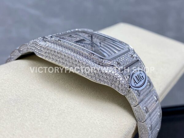 AMG Factory Cartier Santos 40mm Full Diamond Arabic Number Diamond Dial (1) AMG Factory Cartier Santos 40mm Full Diamond Arabic Number Diamond Dial