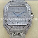 AMG Factory Cartier Santos 40mm Full Diamond Arabic Number Diamond Dial (3) AMG Factory Cartier Santos 40mm full diamond color diamond dial