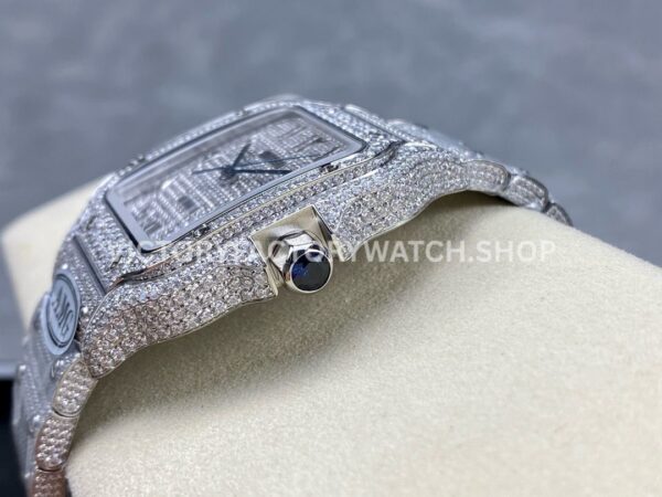 AMG Factory Cartier Santos 40mm Full Diamond Arabic Number Diamond Dial (4) AMG Factory Cartier Santos 40mm Full Diamond Arabic Number Diamond Dial