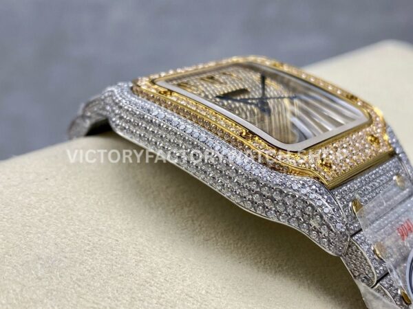 AMG Factory Cartier Santos 40mm Full Diamond Gold Diamond Steel Arabic Number Diamond Dial