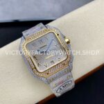 AMG Factory Cartier Santos 40mm Full Diamond Gold Diamond Steel Arabic Number Diamond Dial