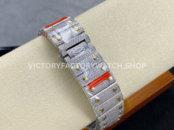 AMG Factory Cartier Santos 40mm Full Diamond Gold Diamond Steel Arabic Number Diamond Dial (4) AMG Factory Cartier Santos 40mm Full Diamond Gold Diamond Steel Arabic Number Diamond Dial