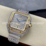 AMG Factory Cartier Santos 40mm Full Diamond Gold Diamond Steel Arabic Number Diamond Dial