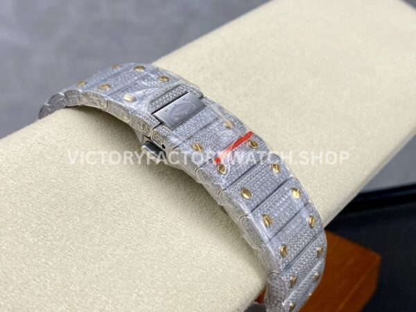 AMG Factory Cartier Santos 40mm Full Diamond Gold Diamond Steel Color Arabic Number Diamond Dial