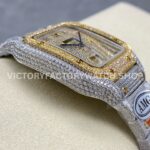 AMG Factory Cartier Santos 40mm Full Diamond Gold Diamond Steel Color Arabic Number Diamond Dial