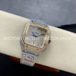 AMG Factory Cartier Santos 40mm Full Diamond Gold Diamond Steel Color Arabic Number Diamond Dial