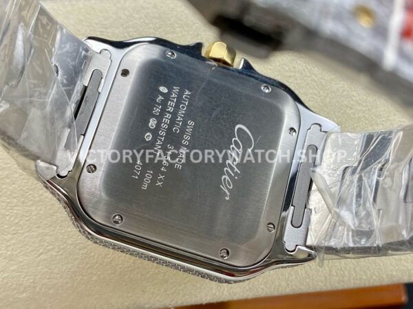 AMG Factory Cartier Santos 40mm Full Diamond Gold Diamond Steel Color Arabic Number Diamond Dial