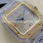 AMG Factory Cartier Santos 40mm Full Diamond Gold Diamond Steel Color Arabic Number Diamond Dial