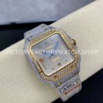 AMG Factory Cartier Santos 40mm Full Diamond Gold Diamond Steel Color Arabic Number Diamond Dial