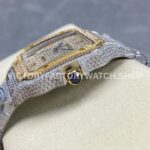 AMG Factory Cartier Santos 40mm Full Diamond Gold Diamond Steel Color Arabic Number Diamond Dial