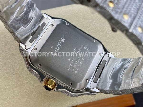 AMG Factory Cartier Santos 40mm Full Diamond Gold Diamond Steel Roman Number Blue Dial